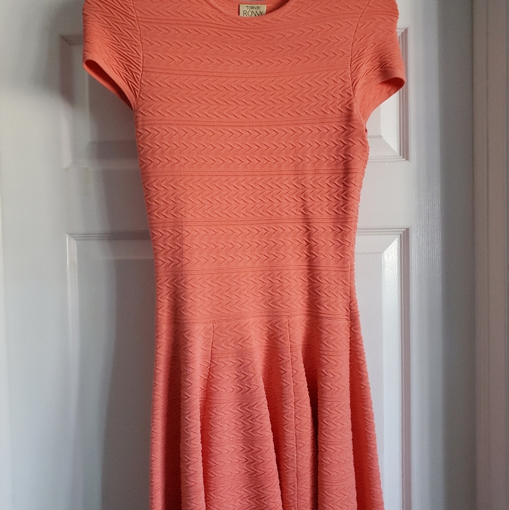 Gorgeous, stretchy salmon skater skirt dress